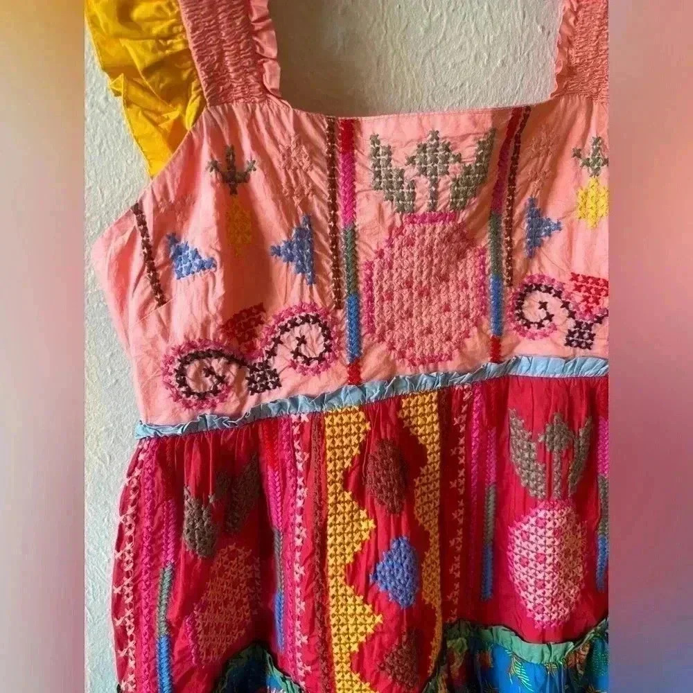 FARM Rio Multicolor Printed Mini Dress with Yellow Ruffled Straps - Picture 5 of 9